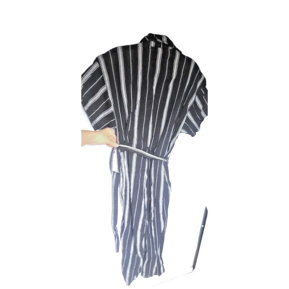 People Tree Organic Cotton Handwoven Jesalyn Stripe Jumpsuit Black $160 sz 8 - Picture 7 of 11